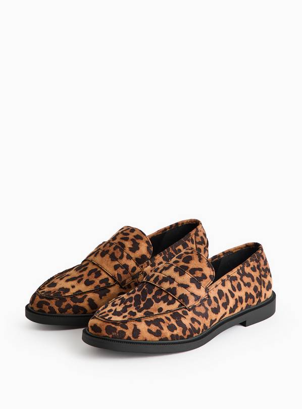 Leopard Print Wide-Fit Loafers 8